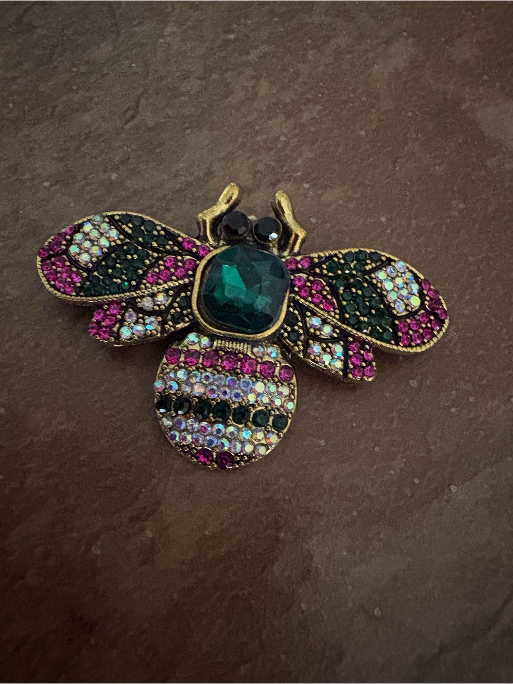 Crystal Bee Brooch and Butterly Gemstone Brooch